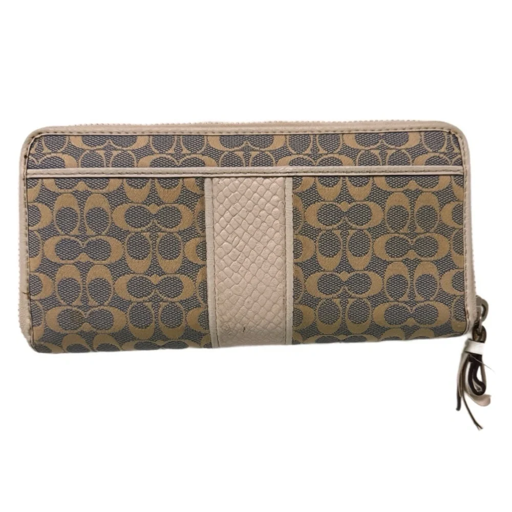 Coach Cream and Gray/Blue Signature Wallet
